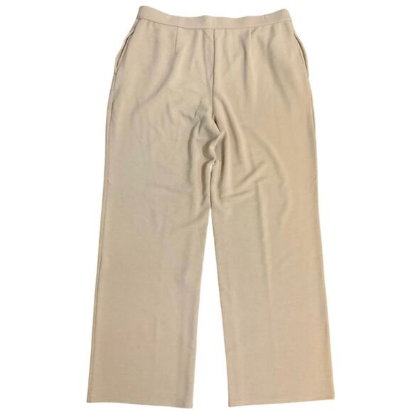 NWT J. Jill Wearever Khaki Wide Leg Pull On Knit Ribbed Texture Pants Size M - Picture 2 of 8